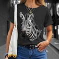 Zebra Portrait Drawing Wildlife Animal Print Nature Motif T-Shirt Geschenke für Sie