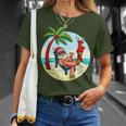 Santa Claus Reindeer Beach Swimming Trunks Palm Trees Christmas T-Shirt Geschenke für Sie