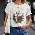 Books Make Me Happy Skeleton Read Reading Librarian Book T-Shirt Gifts for Her