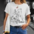 Cat Mom Mamma Gatta Illustrazione Con Mano Umana E Cuore Maglietta Regalos para ella
