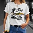 Da Corsa Two Fast 2 Curious Birthday 2 Anni Race Car Speed Maglietta Regalos para ella