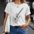 Guitarra Música Instrumento Motivo Ilustración Guitarra Camiseta unisex Regalos para ella