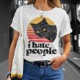 I Hate People intage Style Cat Retro Distressed Maglietta Regalos para ella