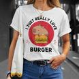 Kawaii Capybara Adoro Davvero Gli Hamburger Maglietta Regalos para ella