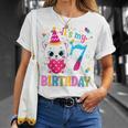 Kinder 7 Geburtstag Katze Mädchen Kätzchen Geburtstag Mädchen 7 Jahre Alt T-Shirt Geschenke für Sie