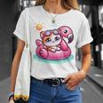 Kitten Cat Pink Flamingo Summer Vibes Beach Lover Cute Girls T-Shirt Gifts for Her