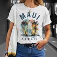 Maui Hawaii Surfintage Surf Palme Beach Surfer Maglietta Regalos para ella