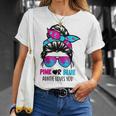 Messy Bun Pink Or Blue Auntie Loves You Gender Reveal T-Shirt Gifts for Her