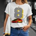 Niños Tengo 8 Años De Edad Coche De Carreras Niños Tripulación 8Th Birthday Race Camiseta unisex Regalos para ella