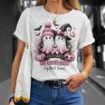 In October We Wear Pink Ghost Witch Breast Cancer Awareness T-Shirt Gifts for Her