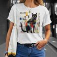 Opera D'arte Per Amanti Dei Gatti Motivo Geometrico Con Animali Colorati Maglietta Regalos para ella