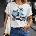 Scooter Classico Piaggio Dall'italia Blu Maglietta Regalos para ella