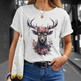 Stag With Roses Flowers Oktoberfest Costume Dirndl T-Shirt Geschenke für Sie