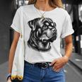 Stolzer Rottweiler Kopf Im Zeichenstil Auf Brust T-Shirt Geschenke für Sie