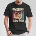 42 Jahre Alt Awesome Seit 1980 42Th Birthday Women's T-Shirt Lustige Geschenke