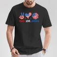 4Th Of July Peace Love America Us Flag Fourth Of July T-Shirt Funny Gifts