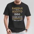 Agosto 1986Intage Maglia 38 Compleanno Anni Uomo Donna Maglietta Regalos divertidos