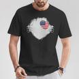 America Heart Usa Heart Chest American Flag T-Shirt Unique Gifts