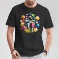 Astronaute Galaxie Colorée Mangeant Du Popcorn Savoureux T-Shirt Cadeaux drôles