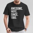 Awesome Wife Since 1980 44 Aniversario De Boda 44 Años Camiseta unisex Regalos divertidos