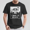 Camiciaintage Da Cacciatore Di Ufo Alien I Want To Believe Retro Maglietta Regalos divertidos