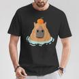 Capybara Con Naranja En Su Cabeza Lindo Diseño De Capybara Camiseta unisex Regalos divertidos