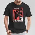 Chico Jugador De 15 Años 15 Años Nivel 15 Completo Camiseta unisex Regalos divertidos
