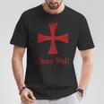 Con Croce Di Templare Deusult Crusader Maglietta Regalos divertidos