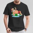 Divertente Camicia Natalizia In Luglio Estate Piscina Galleggiante Babbo Natale Maglietta Regalos divertidos