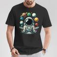 Divertido Astronauta Espacial Malabares Sistema Solar Planetas Niños Camiseta unisex Regalos divertidos