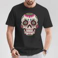 Donna Divertente Teschio Messicano Sugar Skull Messico Con Collo A Maglietta Regalos divertidos