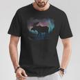 Elk Nordlicht Winter Hiking Alaska Nature Lovers T-Shirt Lustige Geschenke