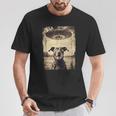 Dog With Ufo Retrointage Uncanny Alien Ufo T-Shirt Lustige Geschenke