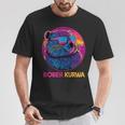 Retro Synthwave Bober Bóbr Kurwa Internet Meme Flannelette T-Shirt Lustige Geschenke