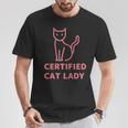 Gatto Divertente Certificato Cat Lady I Love Cats Animal Maglietta Regalos divertidos