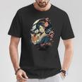 Geisha Japonesa Y Tigre Con El Monte Fuji Y La Pagoda En Camiseta unisex Regalos divertidos