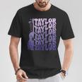 Girl Retro Taylor First Name Personalized Groovy 80'S Purple T-Shirt Unique Gifts