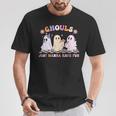 Halloween Ghouls Just Wanna Have Fun Dancing Ghost Retro T-Shirt Funny Gifts