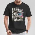Laida Es Mejor Con Gatos Libros Y Pijamas Divertido Amante De Los Gatos Camiseta unisex Regalos divertidos