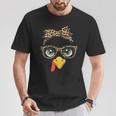 Leopard Print Thanksgiving Turkey Face Glasses Girls T-Shirt Unique Gifts