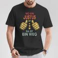 Name Justus Wo Ein Justus Istorname T-Shirt Lustige Geschenke