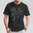 Nero Bianco Oceano Kraken Octopus Tentacoli Stampa Astratta Maglietta Regalos divertidos