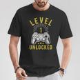 Nivel 1 Desbloqueado Aniversario 1ª Boda Camiseta unisex Regalos divertidos