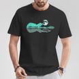 Noche Lago Guitarra Eléctrica Reflejos Amante De La Guitarra Camiseta unisex Regalos divertidos