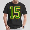 Número 15 Sporterde Amarillo Número 15 Camiseta unisex Regalos divertidos
