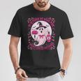 October We Wear Pink Ghost Halloween Pumpkins Breast Cancer T-Shirt Unique Gifts