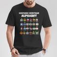 Hispanic Flag Alphabet For Teachers Educational Latin Flags T-Shirt Unique Gifts
