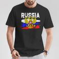 Russland Russia Russische Flagge Mit Adler Wappen T-Shirt Lustige Geschenke