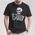 Skeleton Hands Heart Sign Retro Halloween Skeleton Hand Sign T-Shirt Unique Gifts