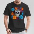 Tête De Mort Mexicaine Dia De Muertos Jour Des Morts Floral T-Shirt Cadeaux drôles